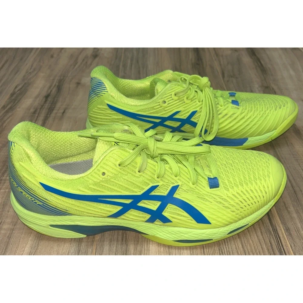 ASICS Women's Solution Speed FlyteFoam 2 Clay Tennis Shoes, 10, Hazard Green/Reb